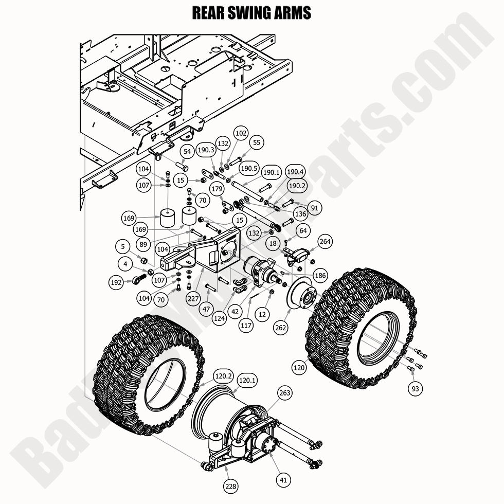 2394 - Bad Boy Mower Parts Lookup > 2020 > Renegade - Diesel > Rear Swing Arm